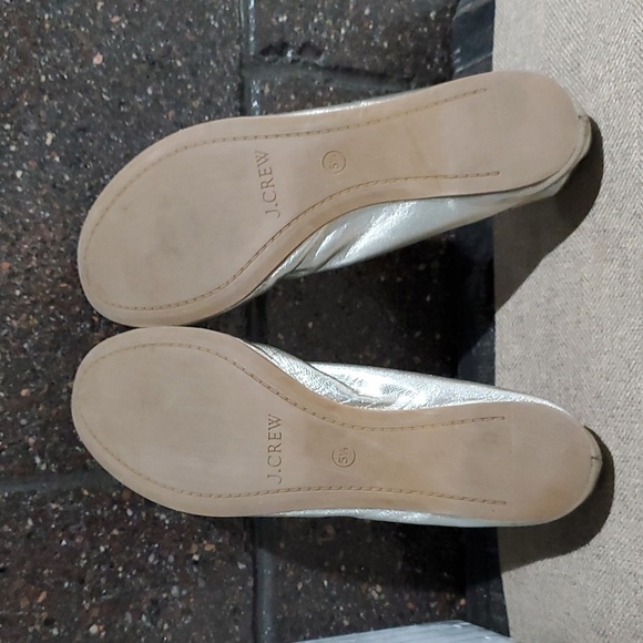 J CREW FLATS CECE BALLET METALLIC PLATINUM SILVER SHIMMER SHOES - Picture 9 of 11